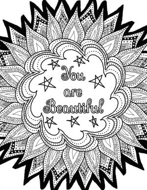Printable Adult Coloring Pages Quotes You Are Beautiful