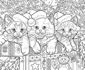 Printable Cat Colorinng Pages for Grown Ups Three Little Kittens
