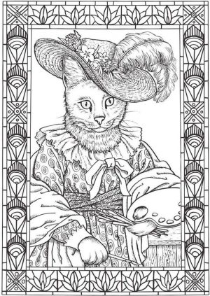 Printable Cat Colorinng Pages for Grown Ups Unique Victorian Cat Painting