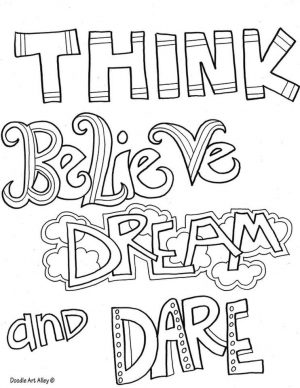 Quote Coloring Pages Easy Think Believe Dream and Dare