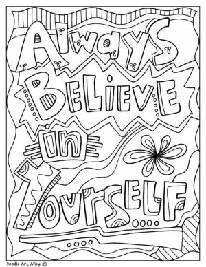 Quote Coloring Pages Free Always Believe in Yourself