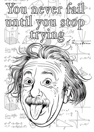 Quote Coloring Pages for Adults Einstein Quote Never Stop Trying