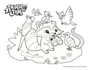 Raccon and Parrots Animal Jam Coloring Pages Free Printable 1rcp
