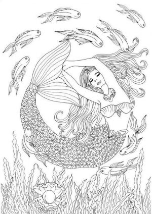 Realistic Mermaid Coloring Pages for Adult cr12l