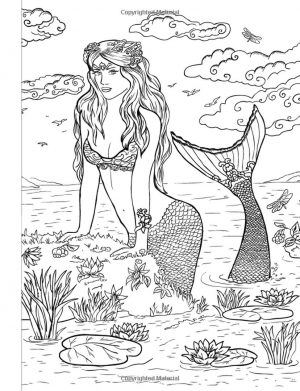 Realistic Mermaid Coloring Pages for Adult l4nd9