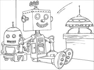 Robot Coloring Book Pages A Robot Being Repaired