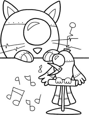 Robot Coloring Book Pages Animal Robots of Cat and Bird