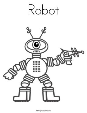 Robot Coloring Book Pages One Eyed Robot with Laser Gun