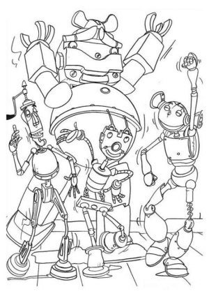 Robot Coloring Book Pages Robots Having Fun in A Party