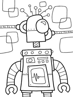 Robot Coloring Book Pages Weird Looking Robot