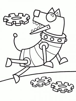 Robot Coloring Page Images Dog Robot Catching Frisbee