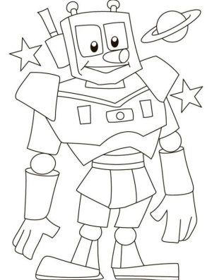 Robot Coloring Page Images Space Robot with Long Nose