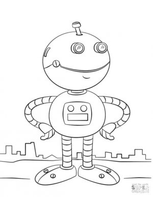 Robot Coloring Pages Friendly Robot