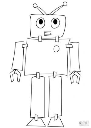 Robot Coloring Pages Paper and Tapes Robot