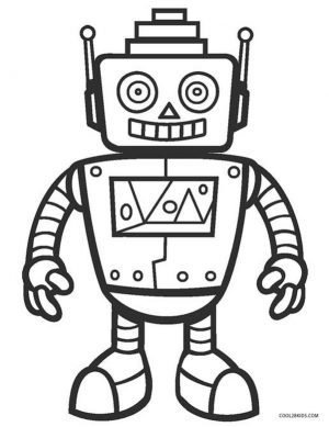 Robot Coloring Pages Printable Smiling Robot with Pyramid Head