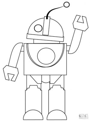 Robot Coloring Pages Robot Waving His Hand
