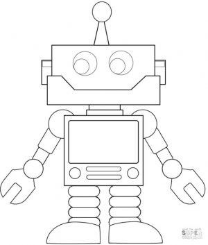 Robot Coloring Pages Simple Square Cartoon Robot