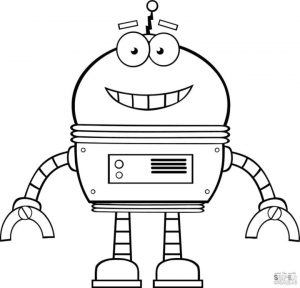 Robot Coloring Pages Smiling Robot