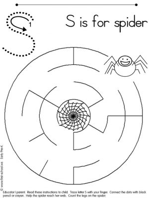 S is for Spider Coloring Page for Kids 77rz
