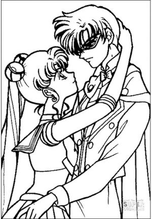 Sailor Moon Coloring Pages Usagi Tsukino and Mamoru Chiba