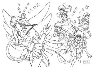 Sailor Moon Coloring Pages Usagi and Her Best Friends