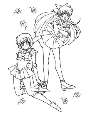 Sailor Moon Coloring Pages for Girls Usagi and Ami