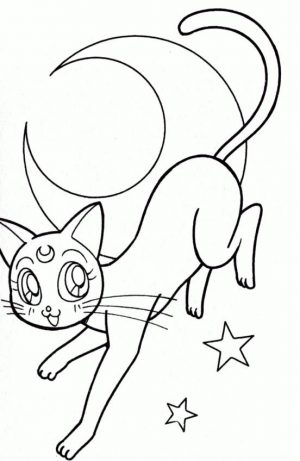 Sailor Moon Luna Coloring Pages Luna Has a Crescent Mark on Her Forehead