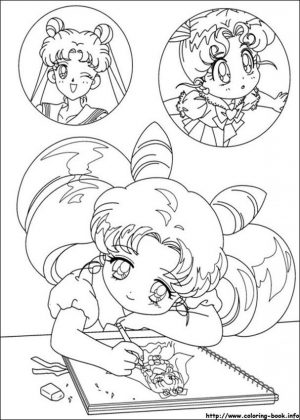 Sailor Moon and Friends Coloring Pages Little Girl Drawing Her Idol