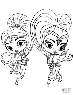 Shimmer and Shine Coloring Pages Free njs1