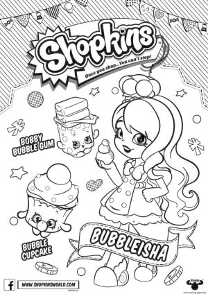 Shopkins Coloring Pages Printable Bubbleisha Likes Bubble Gum