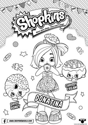 Shopkins Coloring Pages Printable Donatina with Dippy Donut