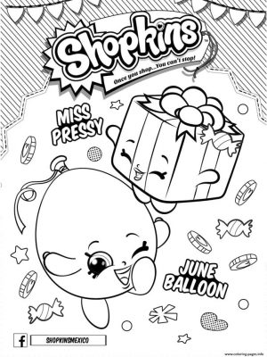 Shopkins Coloring Pages Printable June Balloon and Miss Pressy