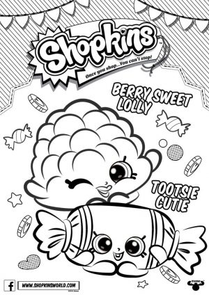 Shopkins Coloring Pages for Free Berry Sweet Lolly and Tootsie Cutie