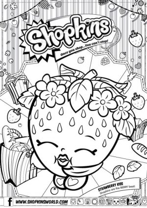 Shopkins Coloring Pages for Free Strawberry Kiss
