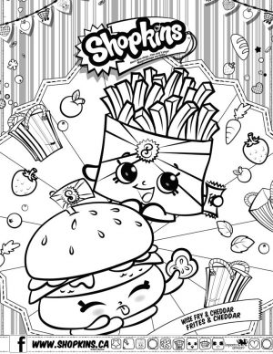 Shopkins Coloring Pages for Free Wise Fry Frites and Cheddar