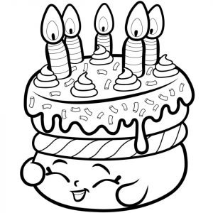 Shopkins Coloring Pages for Kids Birthday Cake Wish