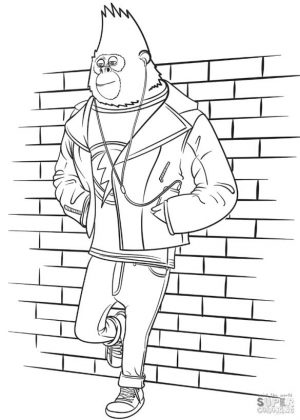 Sing Coloring Pages Johny the Teenage Gorilla