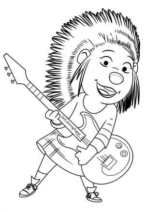 Sing Coloring Pages Printable Ash Playing Her Guitar