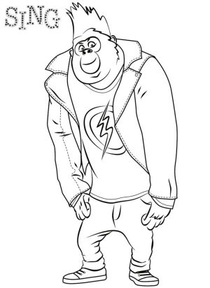 Sing Coloring Pages Printable Johny Looking Cool with His Smile