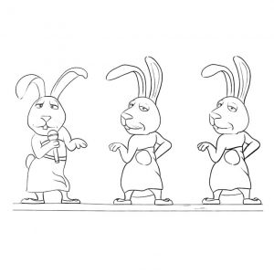 Sing Coloring Sheets free Printable Three Dancing Rabbits