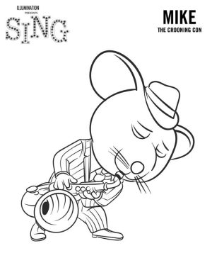 Sing Movie Coloring Pages Free Mike Playing His Saxophone