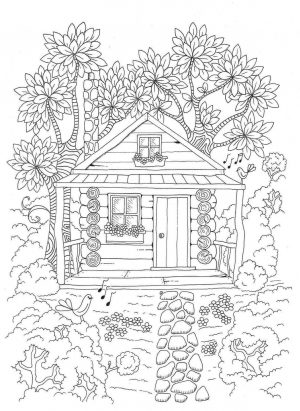 Spring Coloring Pages Free for Grown Ups Beautiful House in Spring