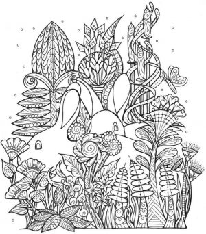 Spring Coloring Pages Printable for Adults Bunnies and Flowers