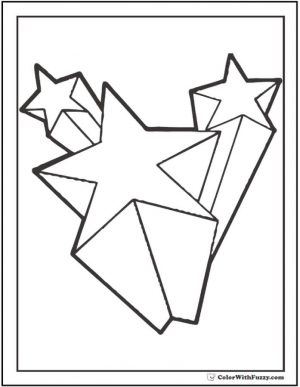 Star Coloring Pages 3D Shooting Stars