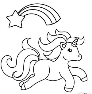 Star Coloring Pages Baby Unicorn with Shooting Star