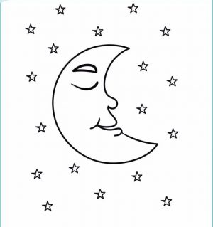 Star Coloring Pages Crescent Moon and the Stars