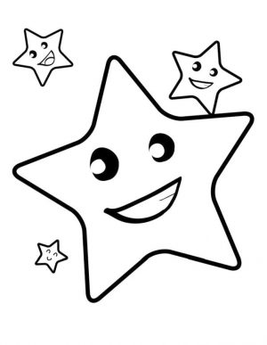 Star Coloring Pages Cute Little Star with His Friends