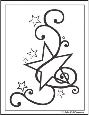 Star Coloring Pages Fancy Musical Star