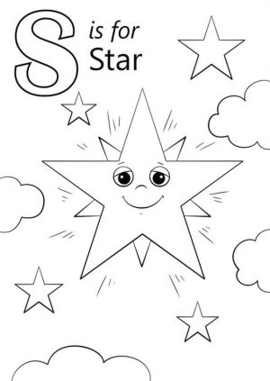 Star Coloring Pages S Is for Smiling Star