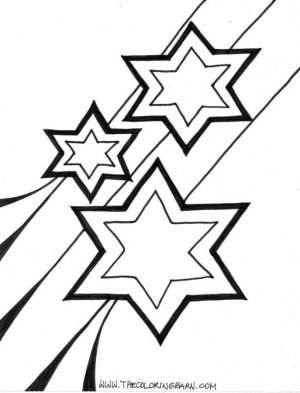 Star Coloring Pages Three Shooting Stars Shine Bright